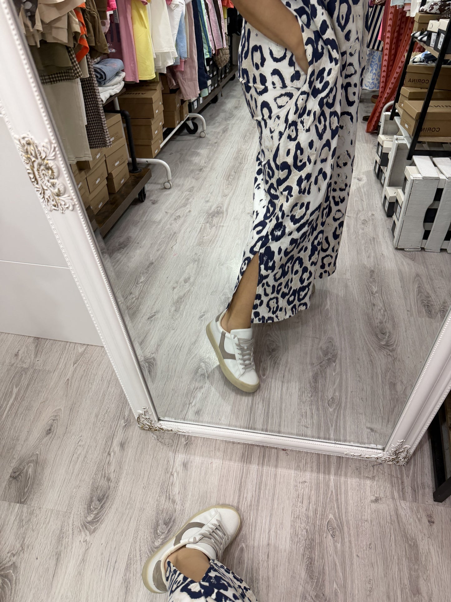 Vestido Animal print oversize azul marino