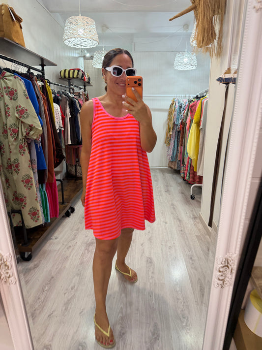 Vestido Praia fucsia y naranja