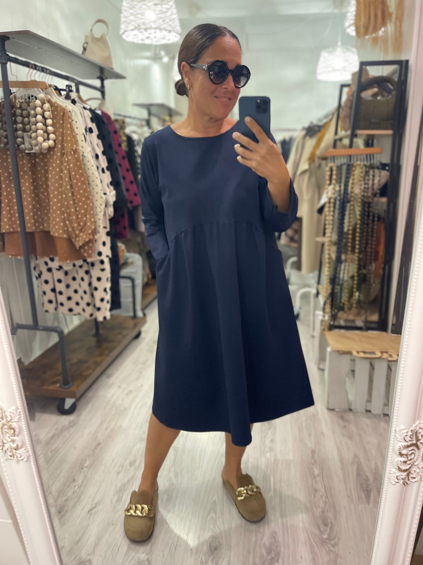 Vestido Wendy punto roma marino