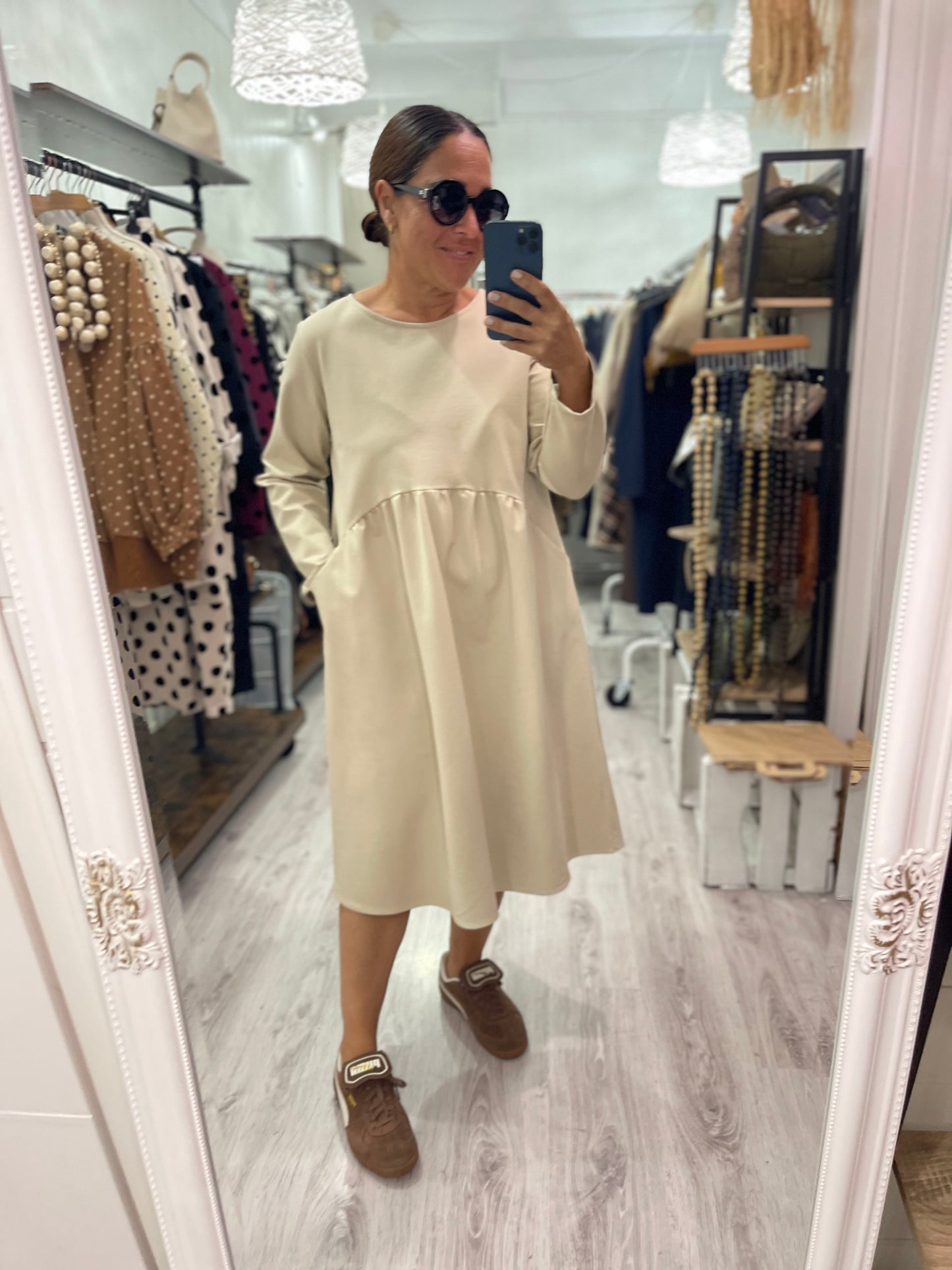 Vestido Wendy punto roma beige