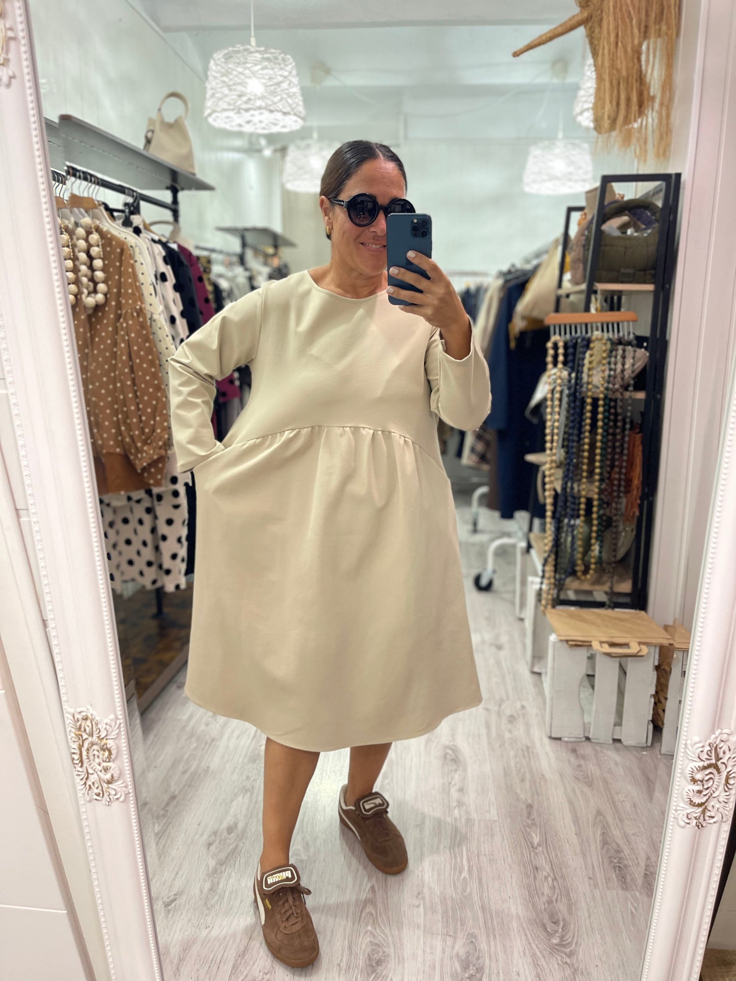 Vestido Wendy punto roma beige