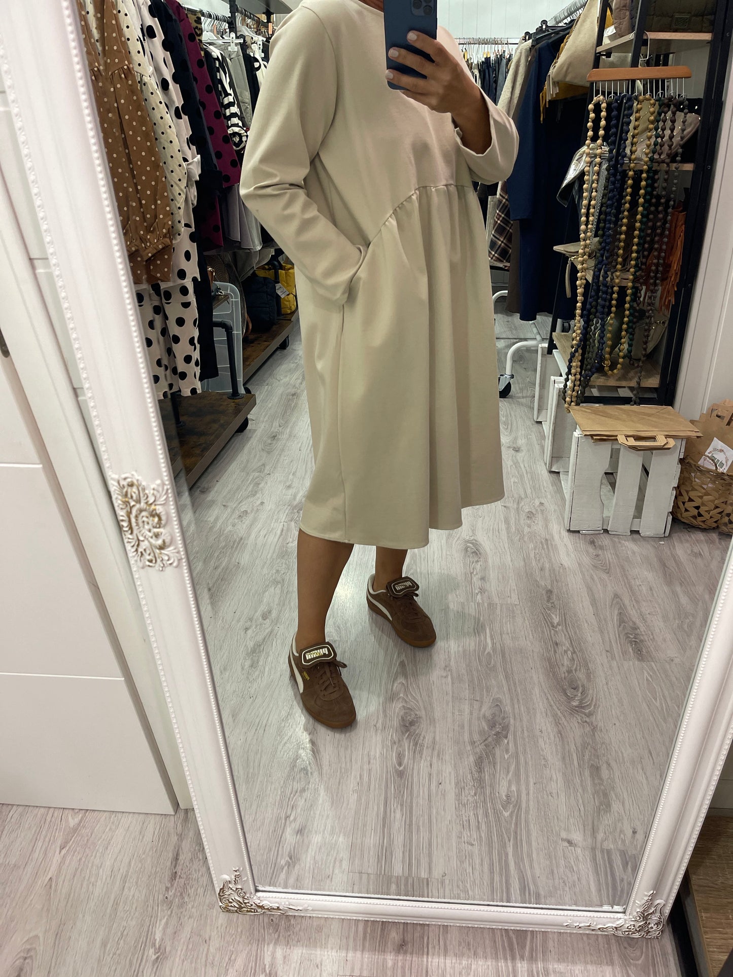 Vestido Wendy punto roma beige