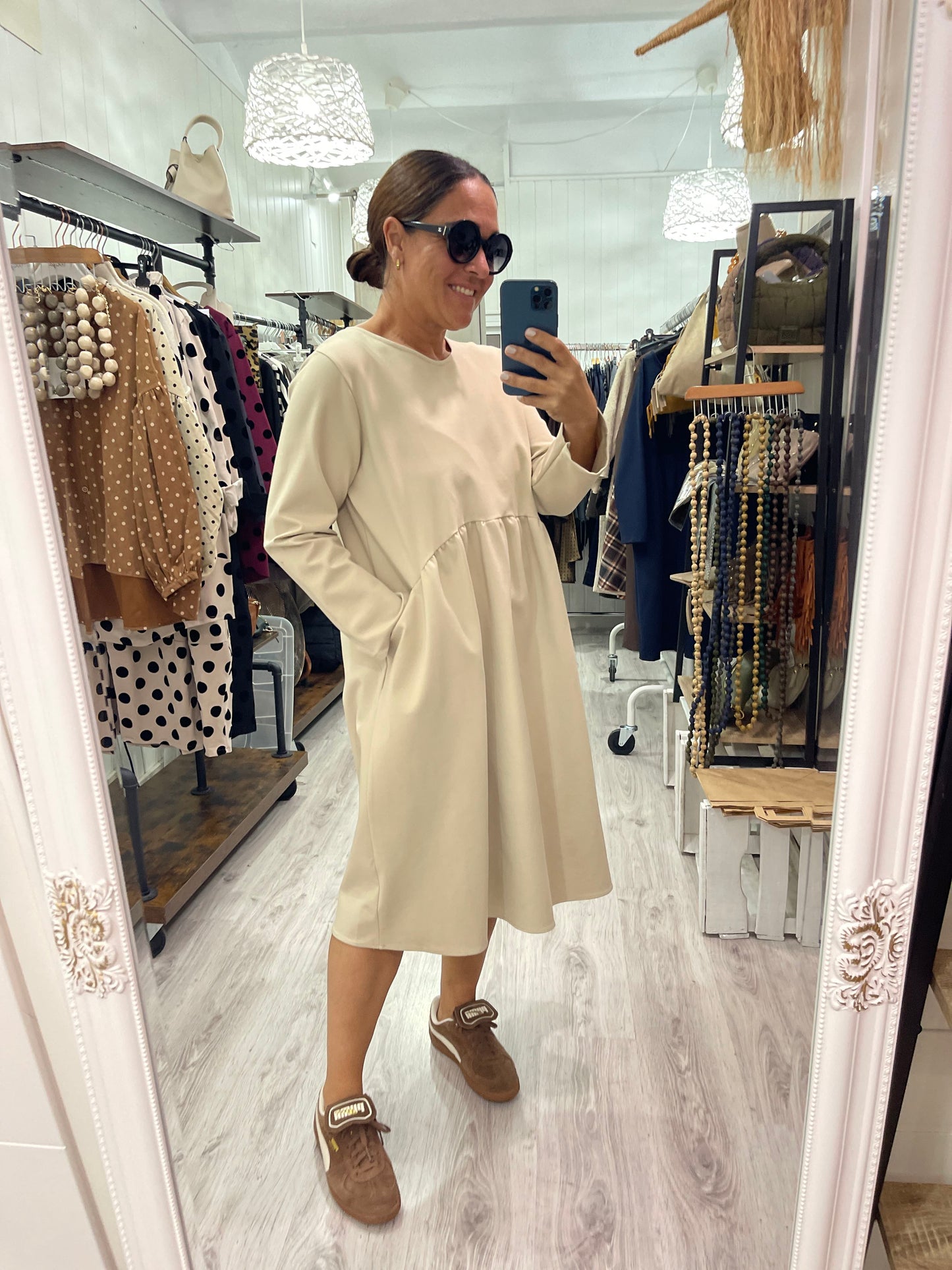 Vestido Wendy punto roma beige