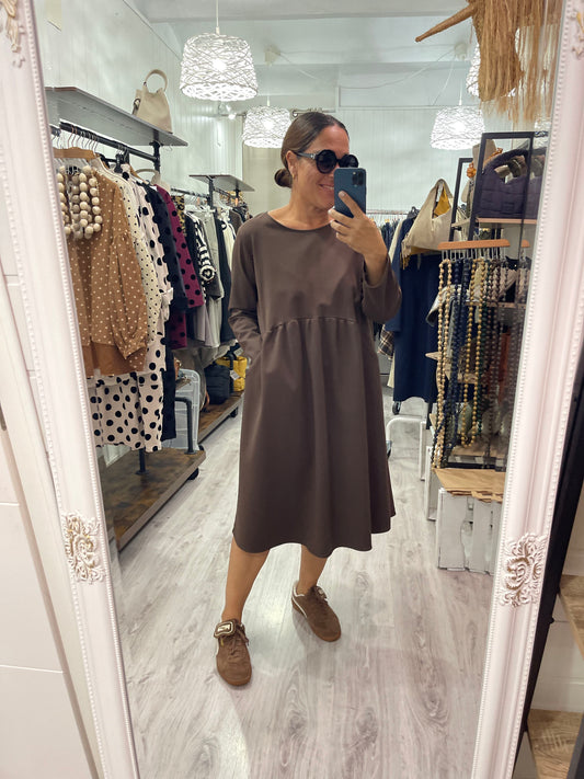 Vestido Wendy punto roma marrón