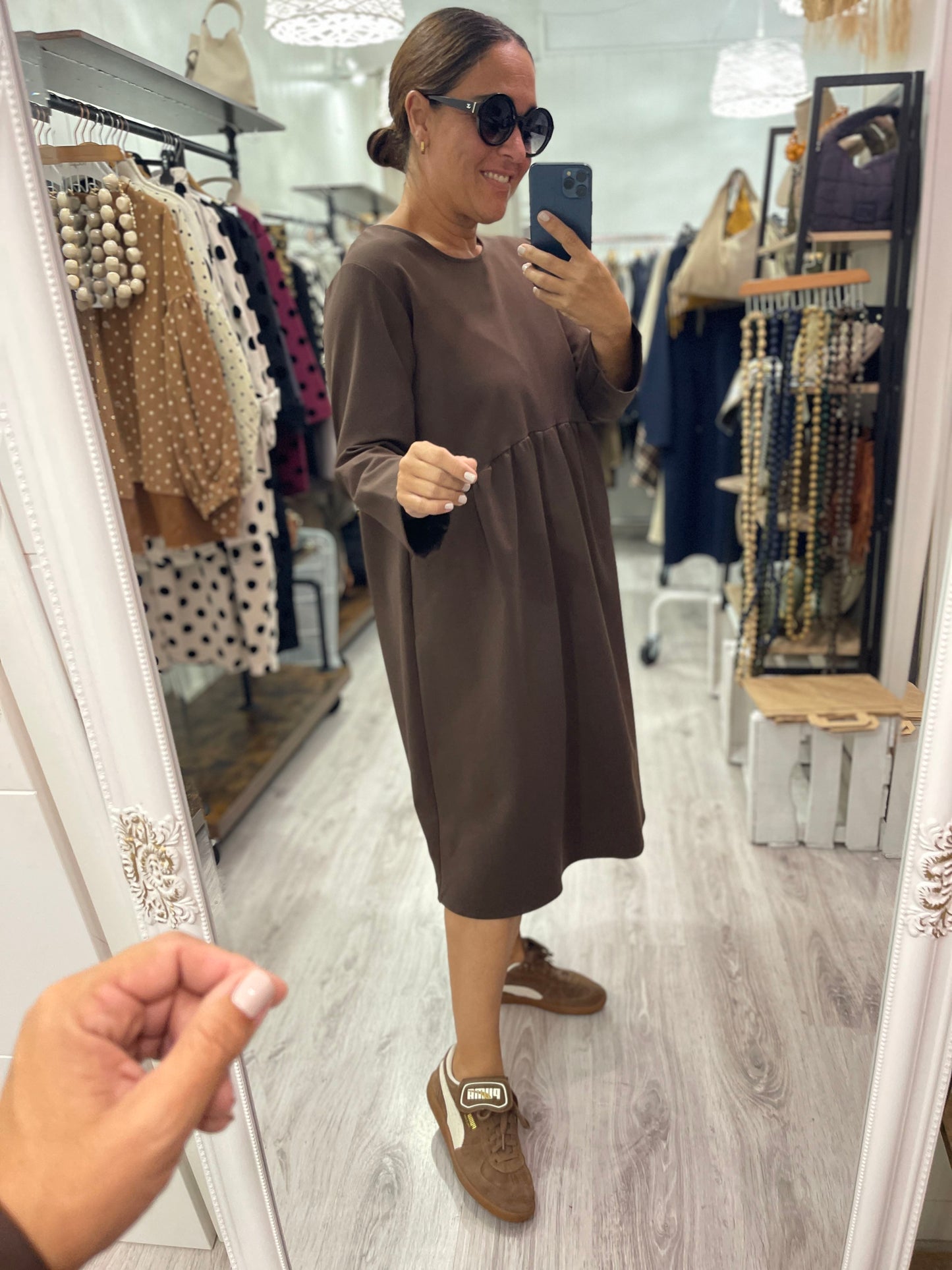 Vestido Wendy punto roma marrón