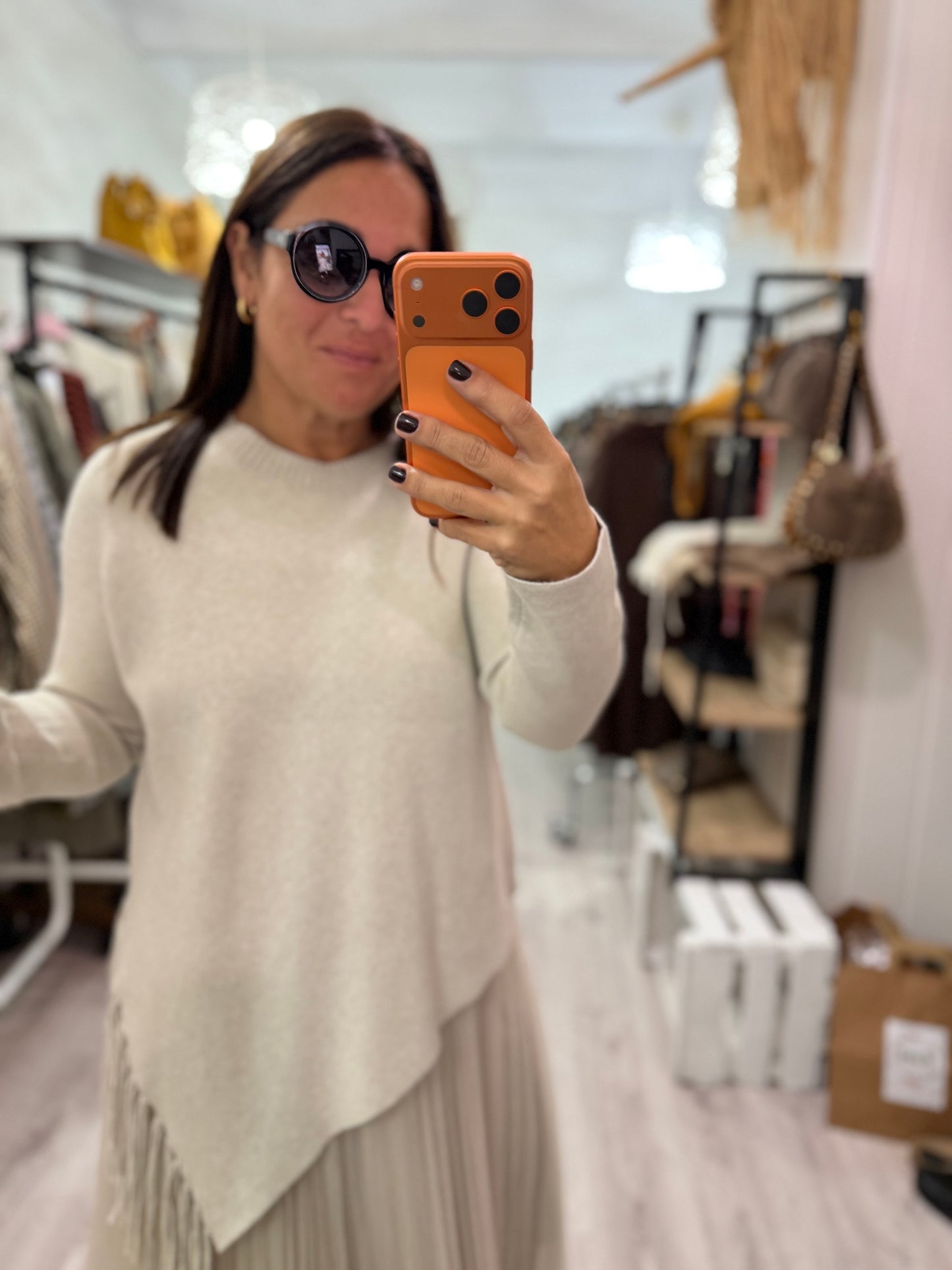 Vestido y jersei Tulle beige