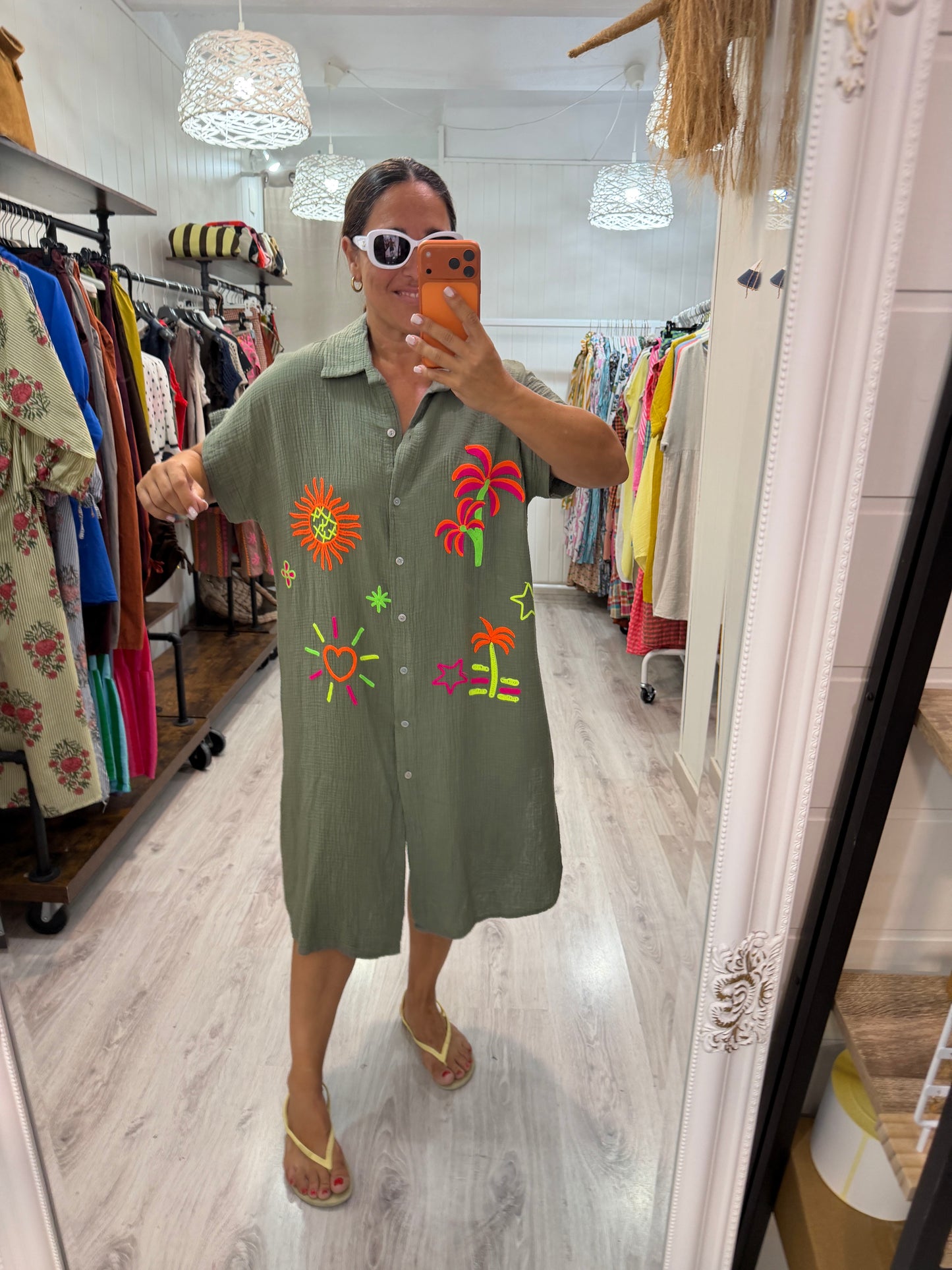 Vestido Tropical fluor bambula kaki