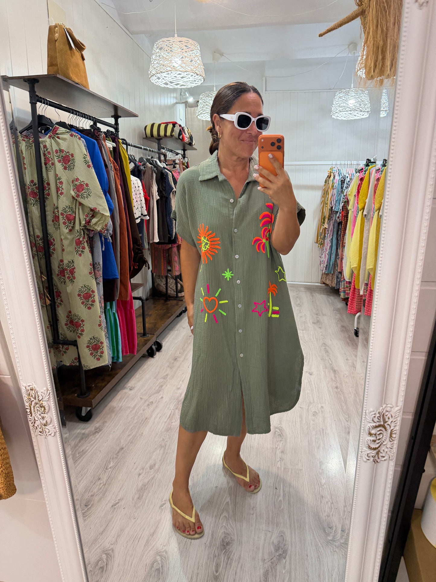 Vestido Tropical fluor bambula kaki