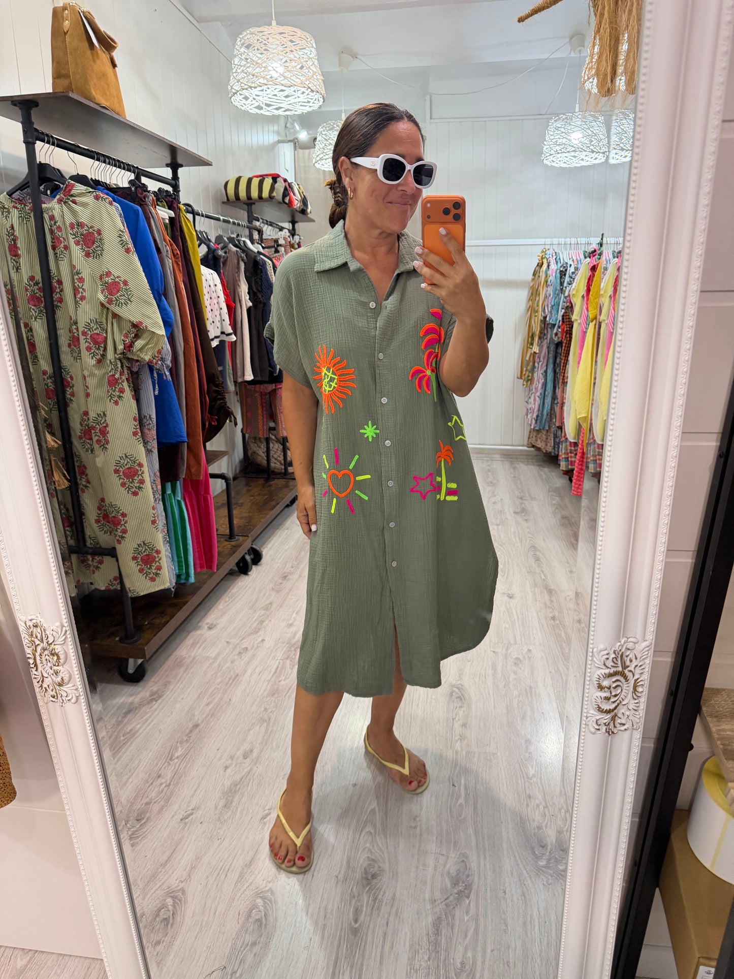Vestido Tropical fluor bambula kaki
