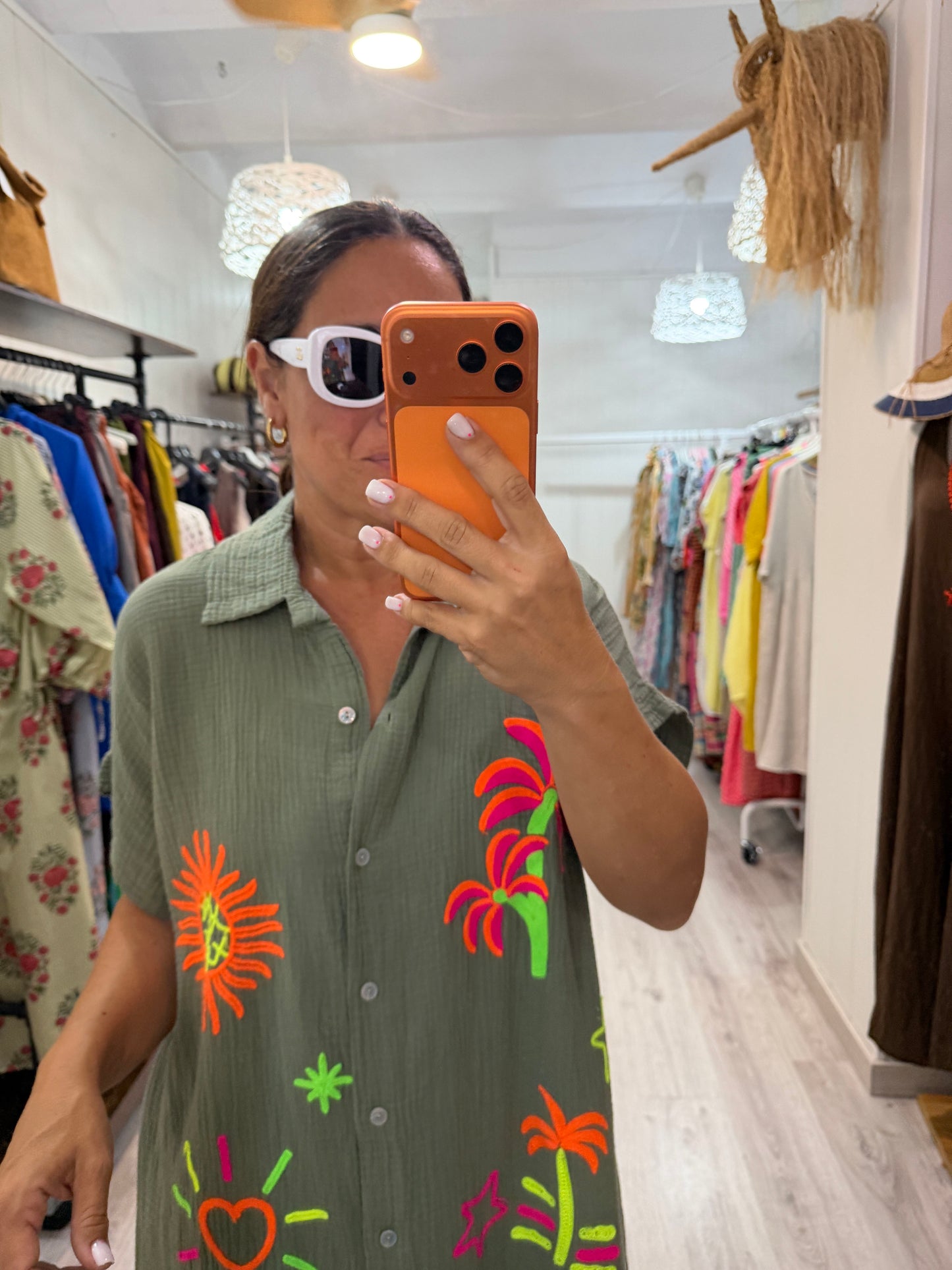 Vestido Tropical fluor bambula kaki