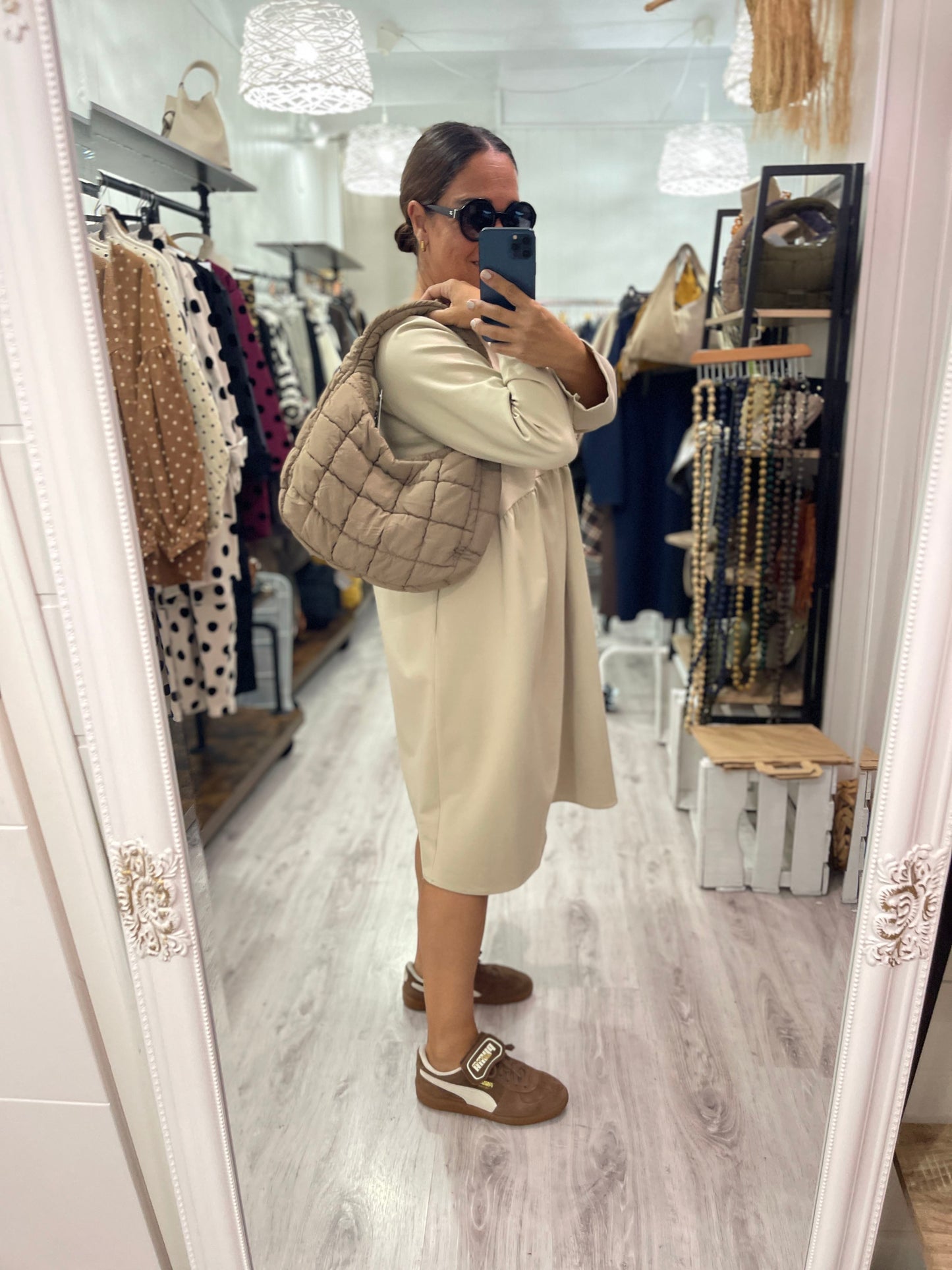 Bolso Midi Scrunch camel - de hombro y bandolera