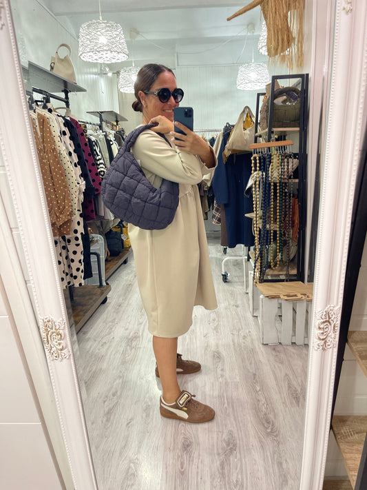 Bolso Midi Scrunch gris - de hombro y bandolera