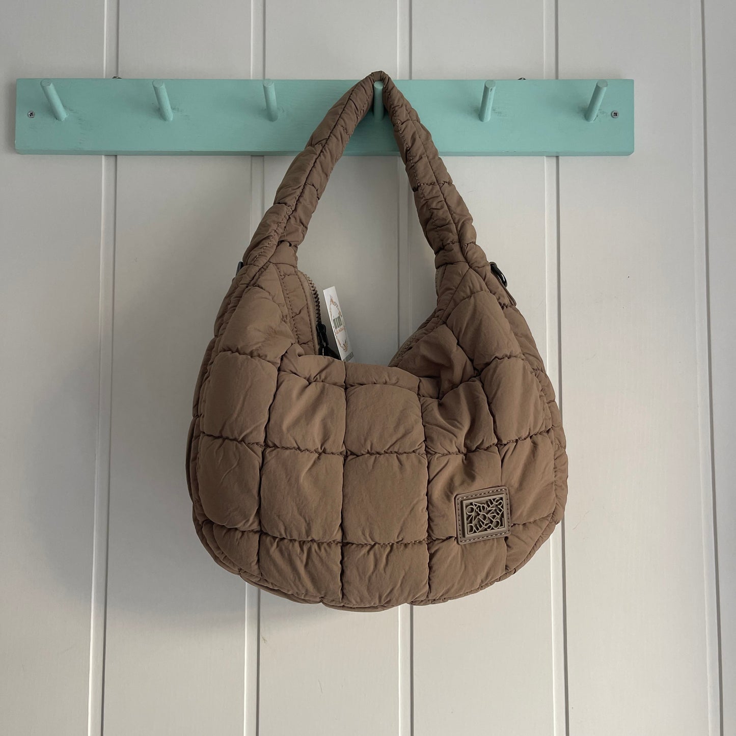 Bolso Midi Scrunch camel - de hombro y bandolera