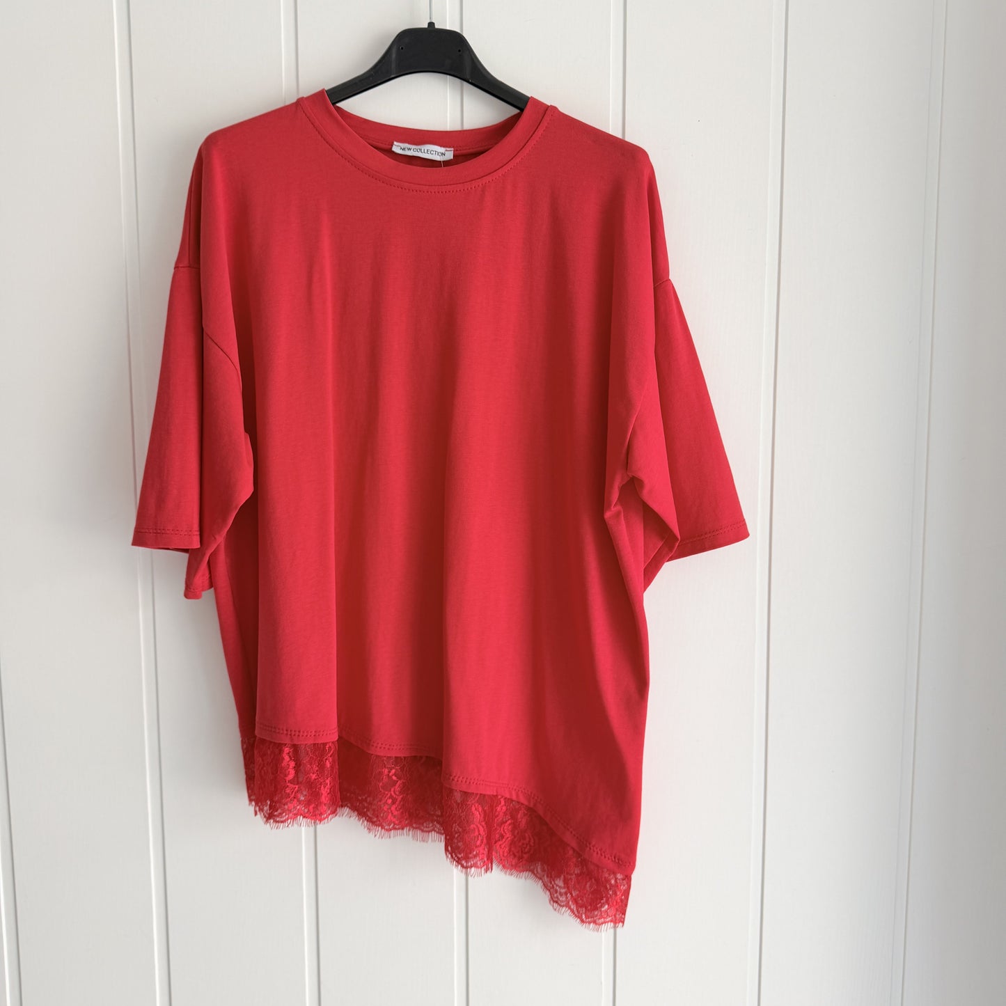 Camiseta puntilla irregular rojo