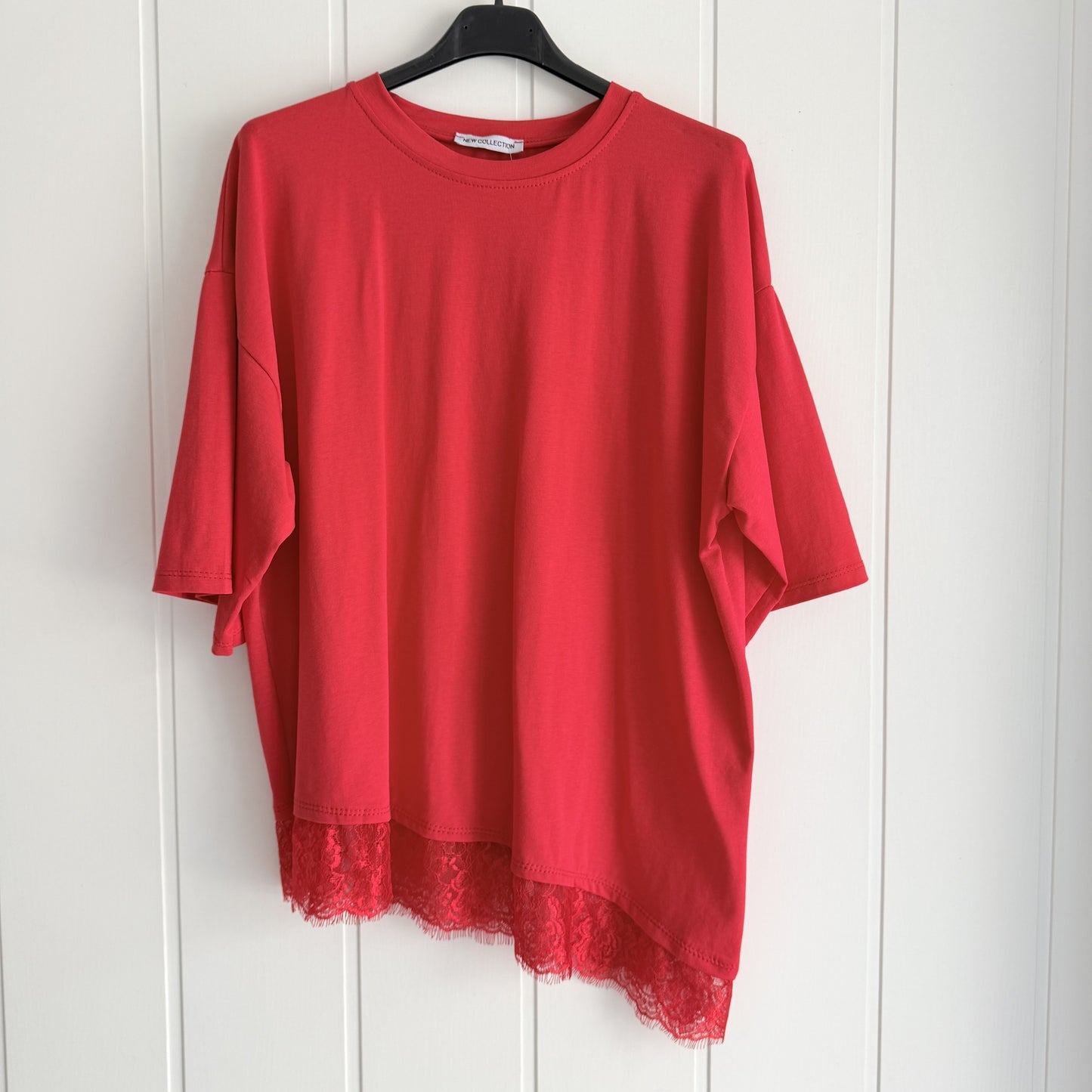 Camiseta puntilla irregular rojo