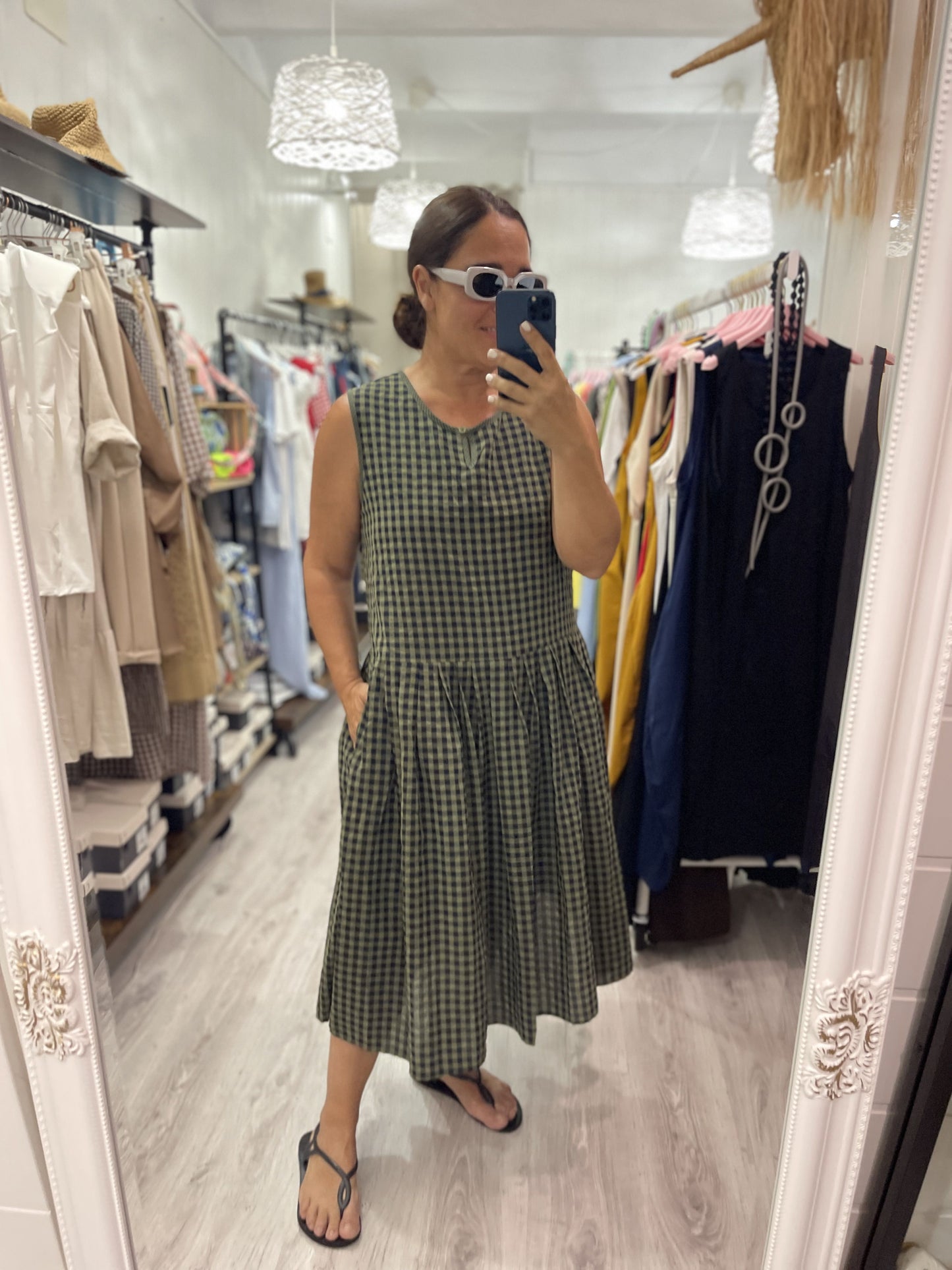 Vestido Midi Cottage kaki