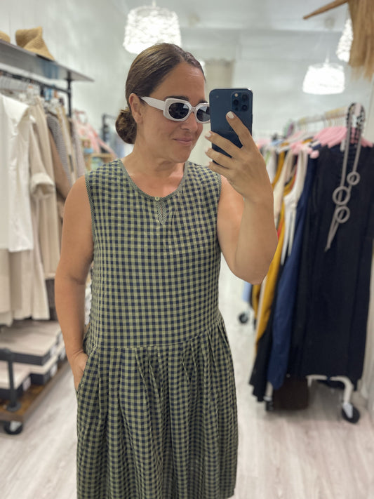 Vestido Midi Cottage kaki